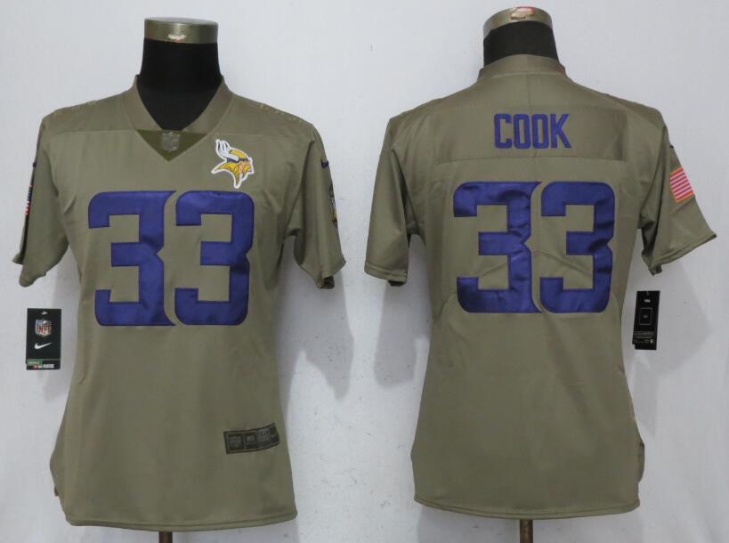 Women Minnesota Vikings #33 C00k Nike Olive Salute To Service Limited NFL Jerseys